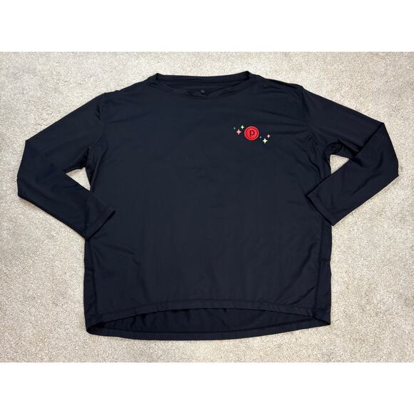 Pure Barre Black Long Sleeve Logo Hi-Lo Workout Athletic Top Size M - Picture 1 of 5
